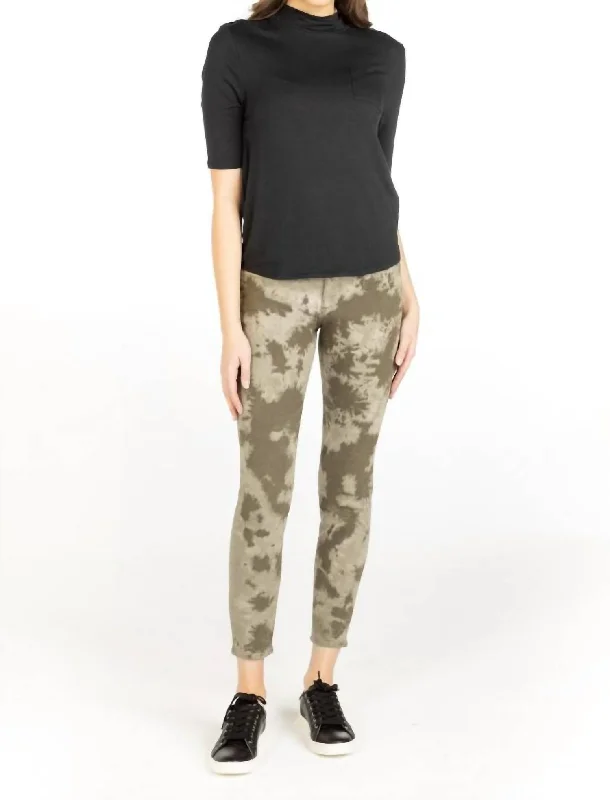 Goddess Outfit Printed Skinny Jeans In Olive Green