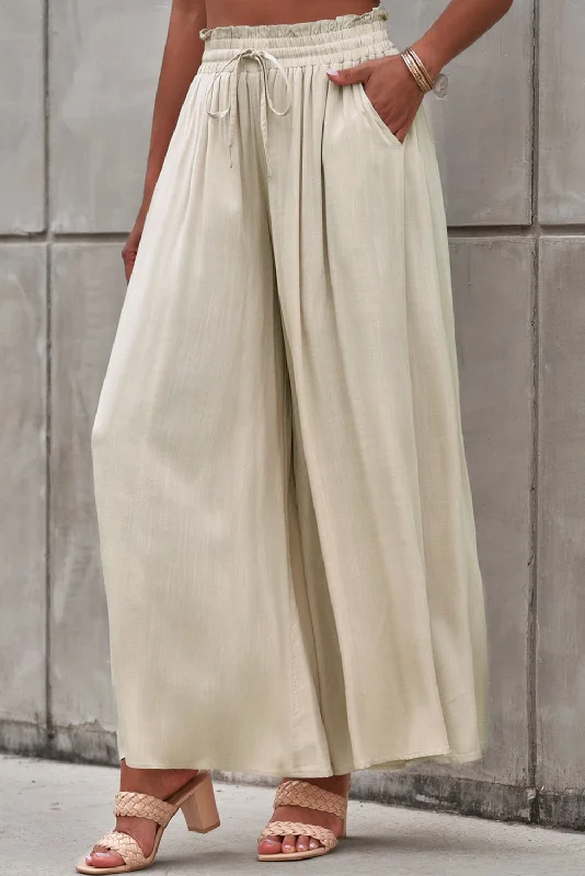 Ultra-lightweight Drawstring Waist Wide Leg Pants