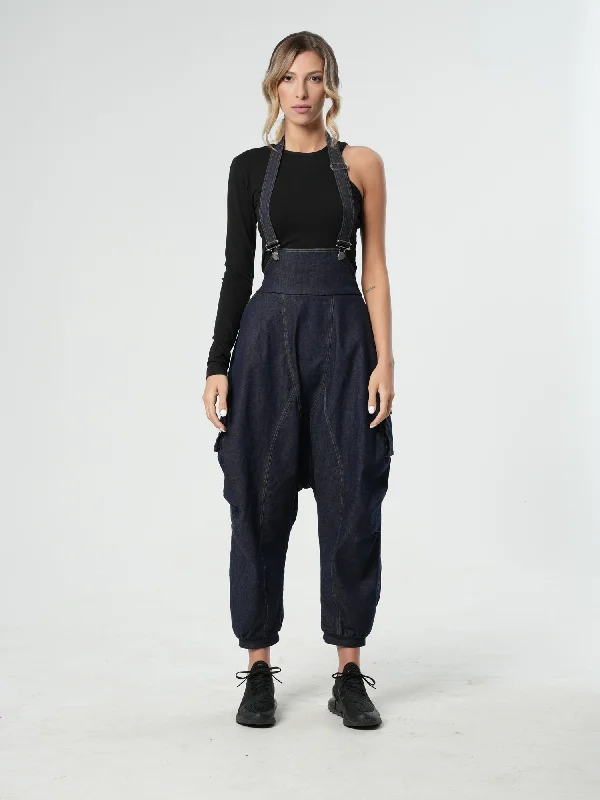 Casual Street Oversize Dark Denim Jumpsuit