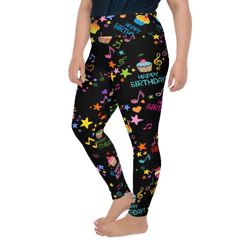 Lounge Wear Happy Birthday Plus Size Leggings