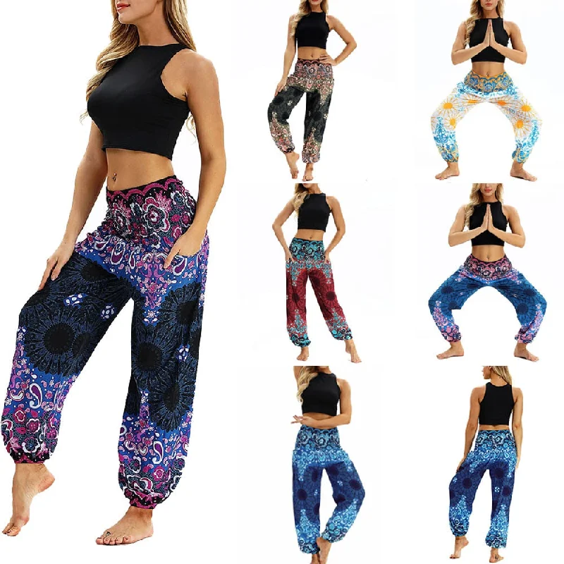 Casual And Versatile Fashion Bohemian Loose Pant Men Women Casual Hippy Trousers Baggy Aladdin Harem Pant Droppship 20 Colors Штаны для йоги Freeship