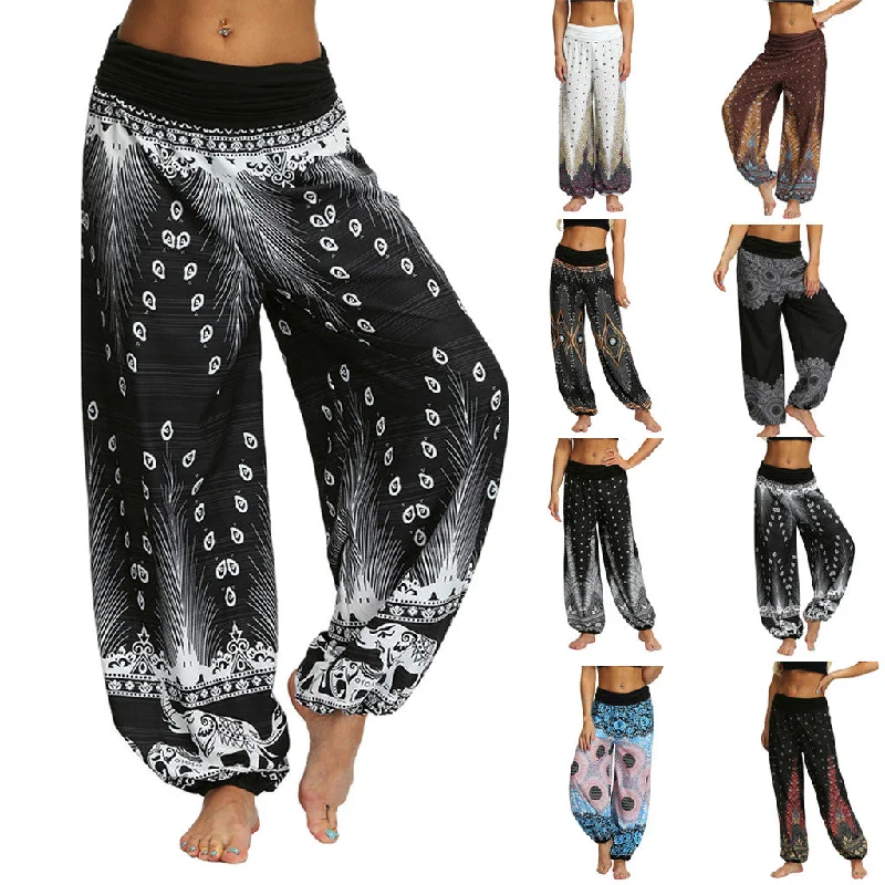 Wandering freely 2019 Casual Men Women pants Thai Harem Trousers Hippy Baggy Boho Loose Aladdin Boho Festival Hippy Smock High Waist Pant 5.14