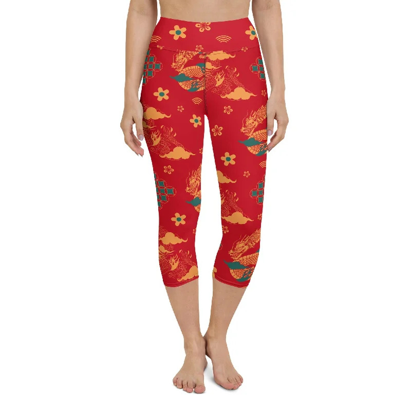 Modernism Chinese Dragon Yoga Capris