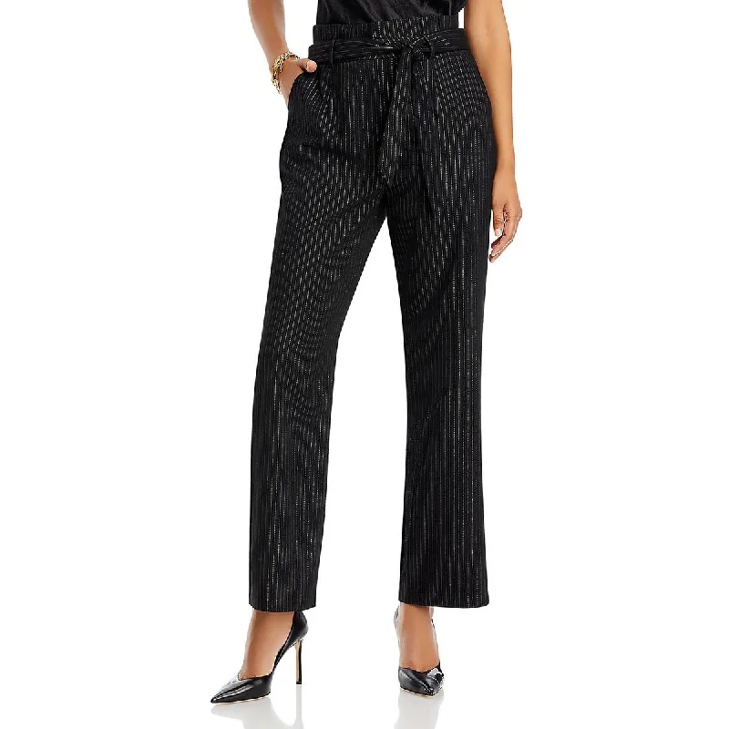 High-quality Fabrics T Tahari Womens Pinstripe Wide Leg High-Waisted Pants
