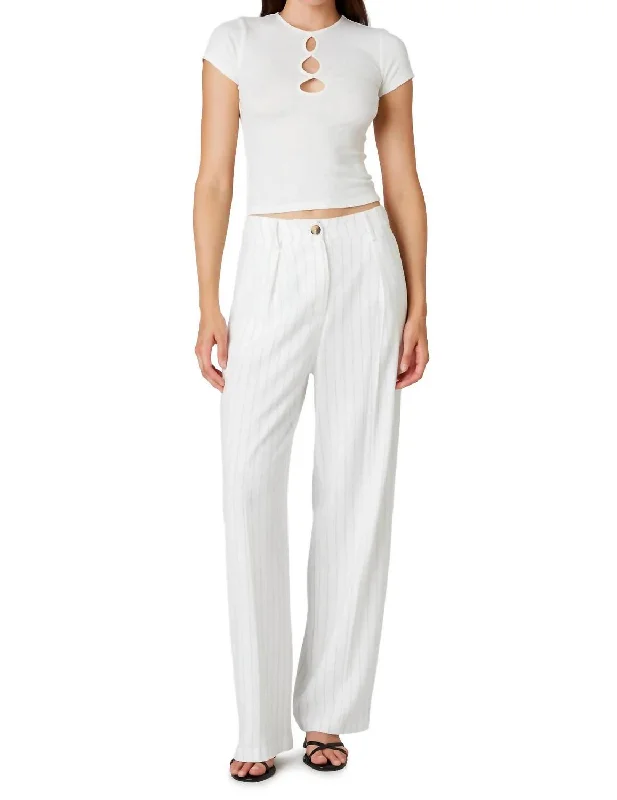 Cozy Look Luca Trouser In White And Black Pinstripe