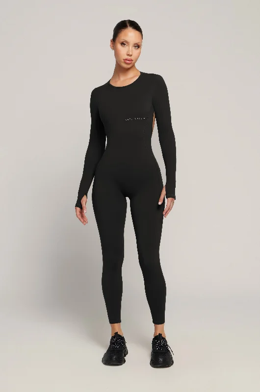 Soft Tops Long Sleeve Jumpsuit - Black