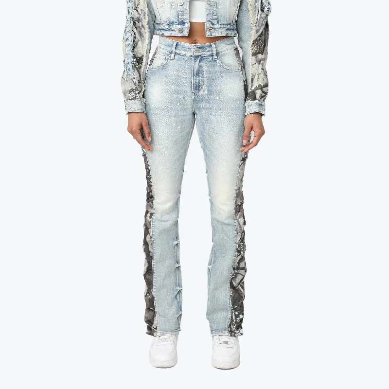Soft Casuals High Rise Bootcut Stacked Mixed Media Jeans