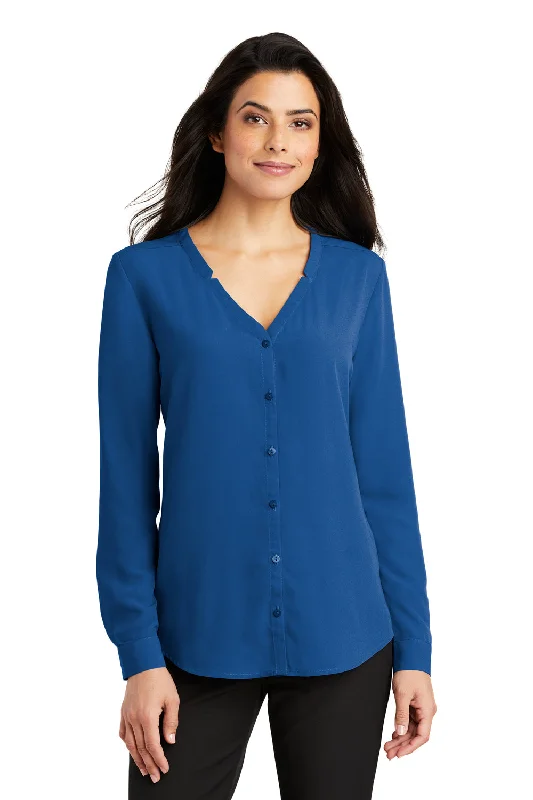 Elegant Fit Port Authority Womens Long Sleeve Button Down Shirt - True Blue