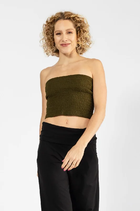 Casual Wear Strapless Top - Green