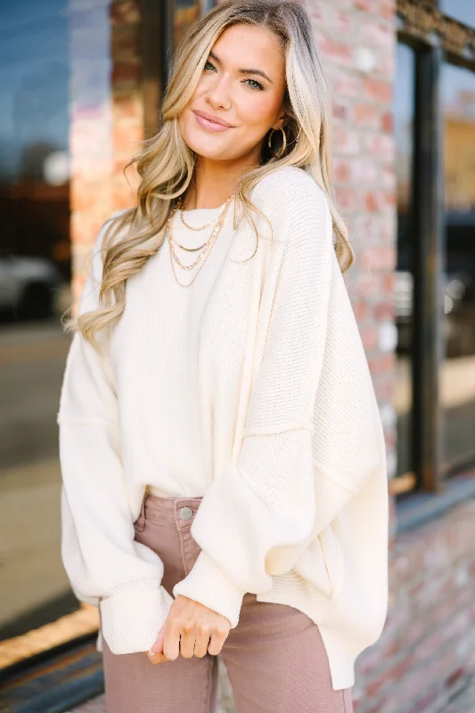 Light Comfort Give You Joy White Dolman Sweater