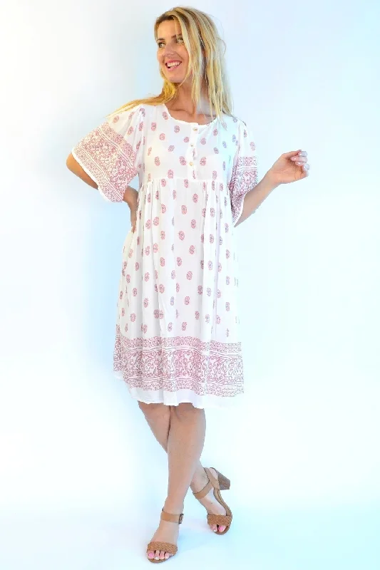 High-end Sense White Persian Palace Tunic Dress