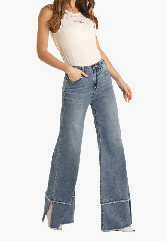 Soft Looks Rock and Roll Womens Palazzo Flare Jean