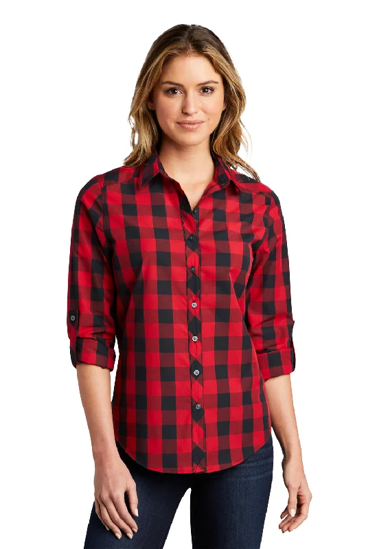 Cozy Essentials Port Authority Womens Everyday Plaid Long Sleeve Button Down Shirt - Rich Red Cozy Essentials Port Authority Womens Everyday Plaid Long Sleeve Button Down Shirt - Rich Red