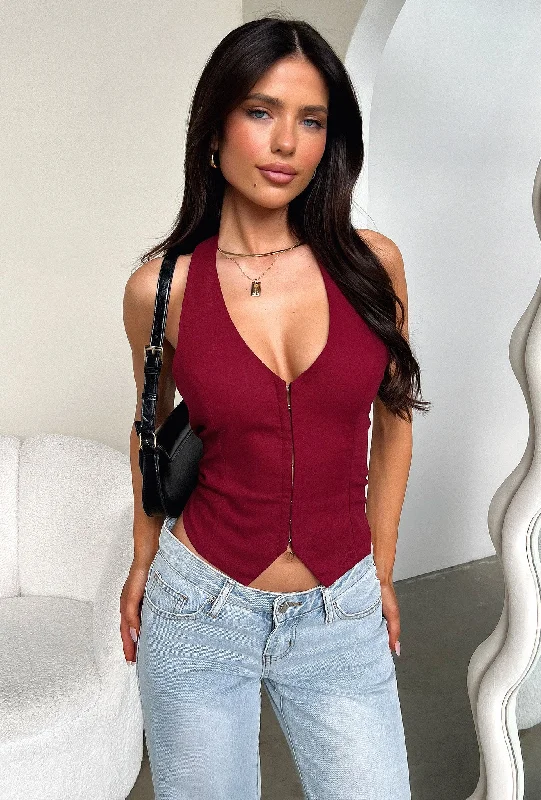 Free And Casual Alonzo Top - Burgundy