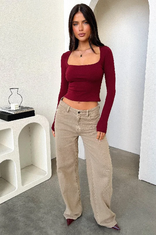 Design Perception Andre Long Sleeve Top - Burgundy