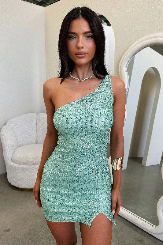 Simple Looks Bethany Mini Dress - Sage Sequin