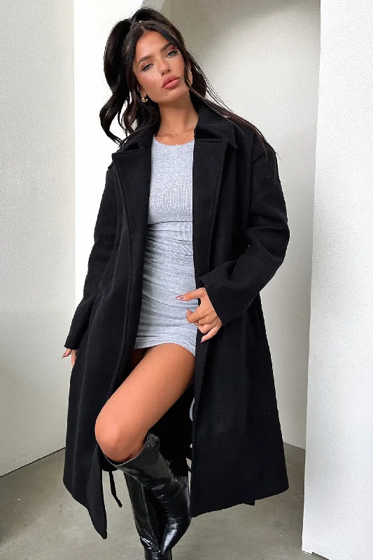 Fashionable Prints Francesca Coat - Black