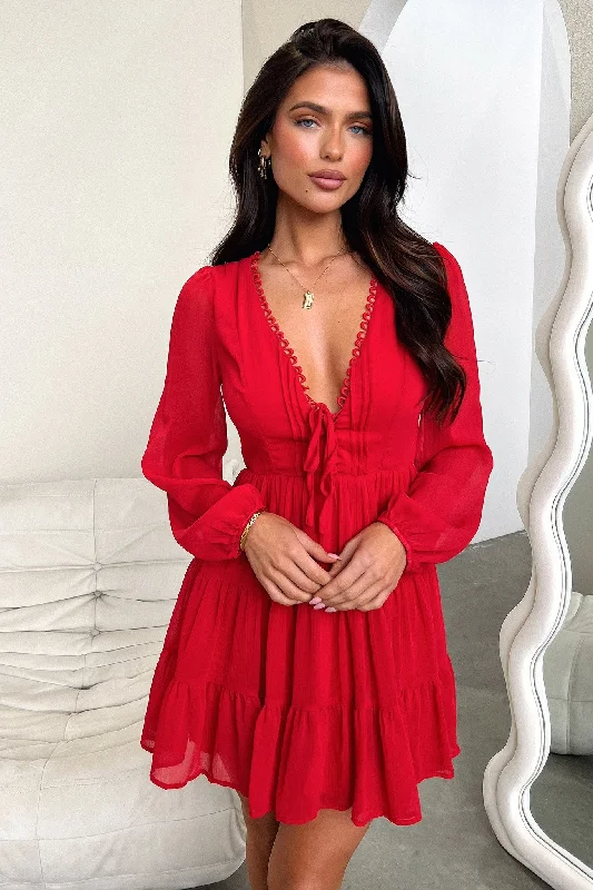 Sports Fashion Lexie Long Sleeve Dress - Red