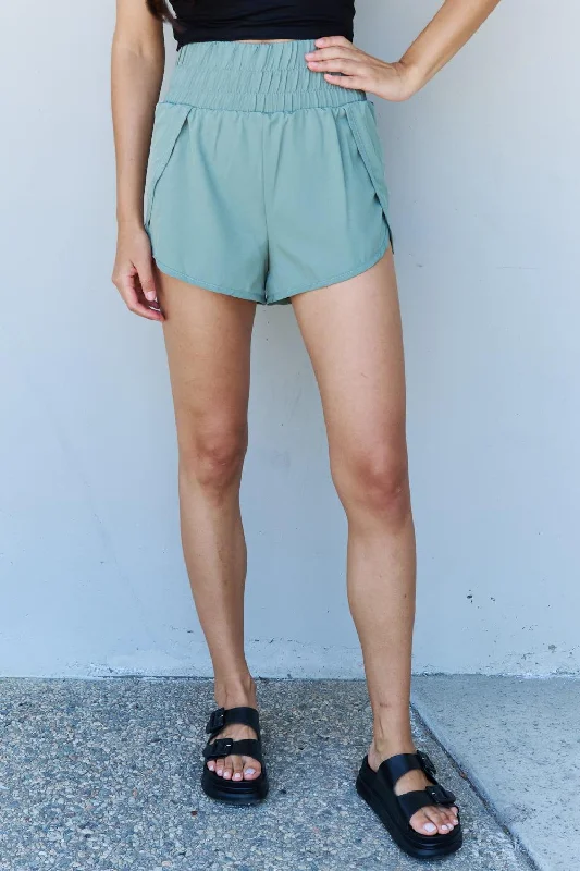 Exquisite Craftsmanship Ninexis Stay Active High Waistband Active Shorts in Pastel Blue