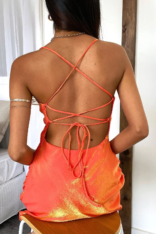 Elegant Design Olivia Dress - Orange Shimmer
