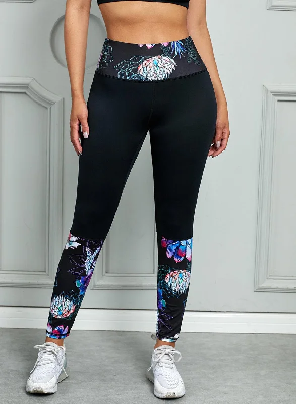 High-end Design Printed Wide Waistband Active Leggings
