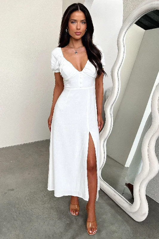 Versatile Wear Solem Midi Dress - White Linen