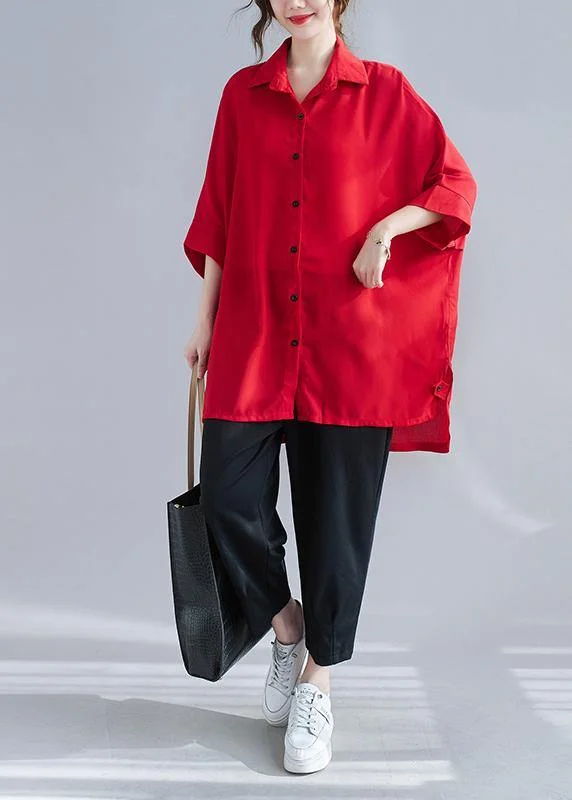 Fashion Red Asymmetrical Coat