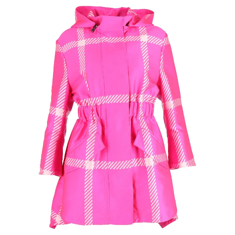 Fendi Pop Tartan Raincoat with Hood in Pink Polyester