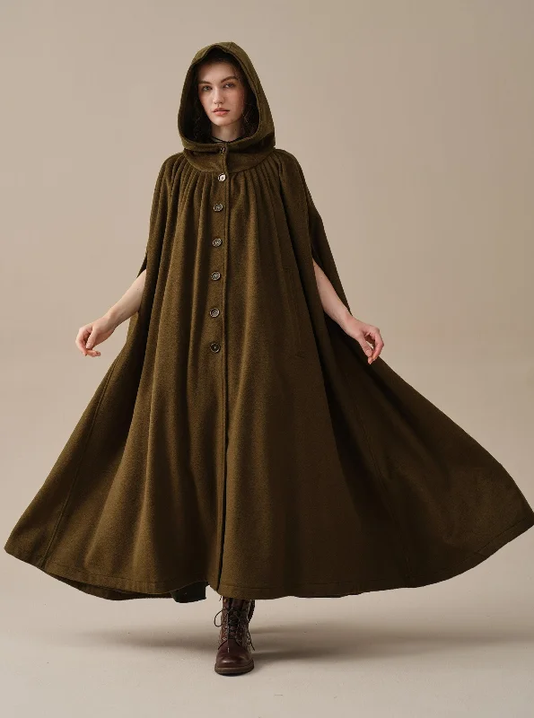 ARIEL 14 | HOODED WOOL CLOAK COAT