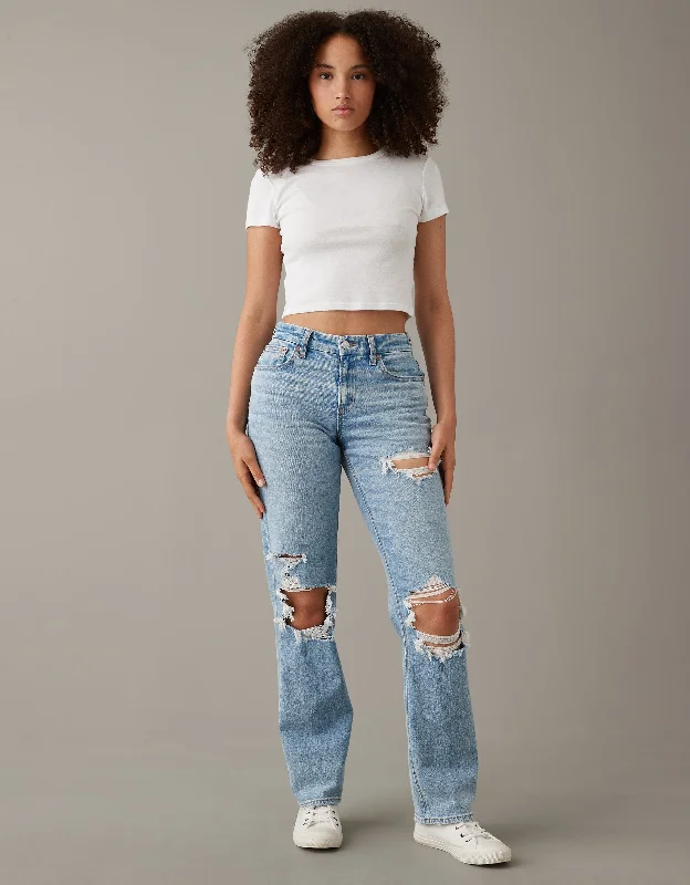Relaxed Weekend Wear AE Stretch Curvy High-Waisted Straight Jean
