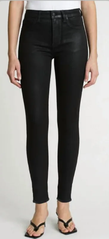 Ethnic Style Aline High Rise Skinny Jeans In Coated Night Sky