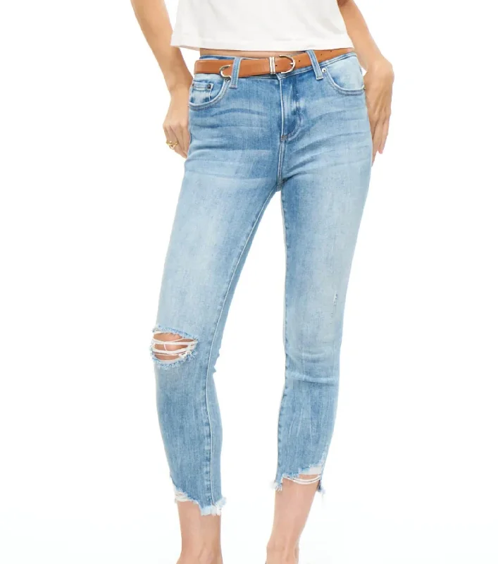 Fashionable In The Times Audrey Mid Rise Skinny Crop In Sierra Distressed
