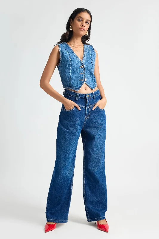 Everyday Outfits Dark Blue Straight Fit Jeans