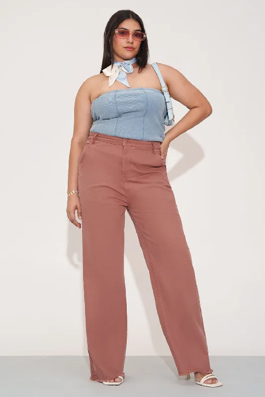 Soft Feel Burnt Blush Curve Straight Fit Jeans