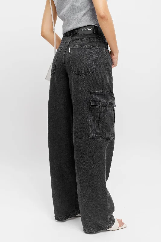 British Style Charcoal Black Cargo Pants