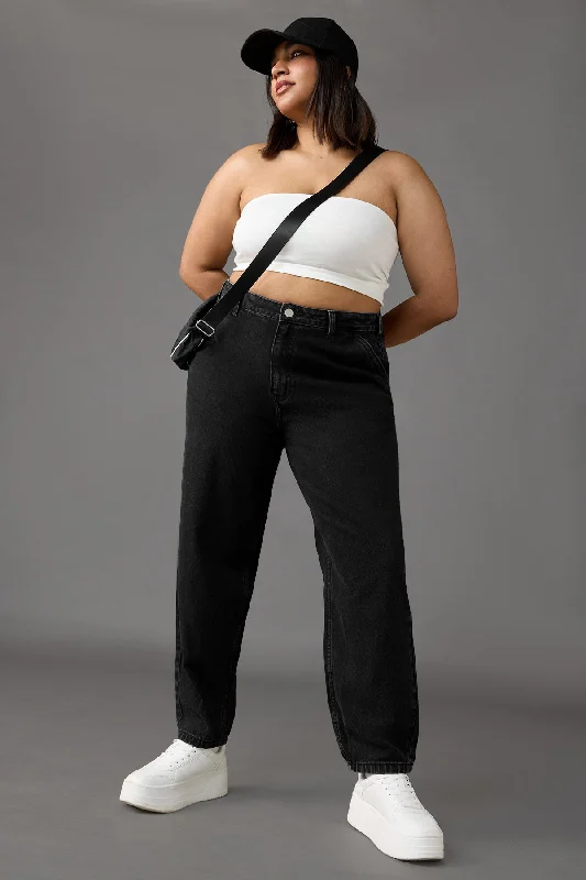 Moisture wicking Curve Soft Slouchy Fit Black Jeans