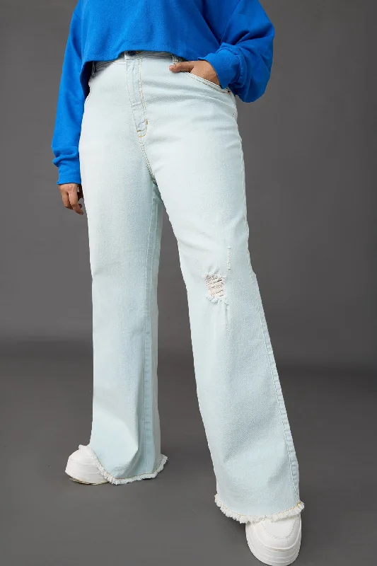 Light Comfort Curve Light Blue Wash Bell Bottom Jeans