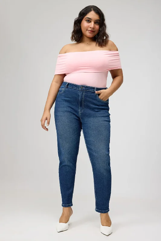 Easygoing Fashion Curve Sculpting Blue Skinny Jeans