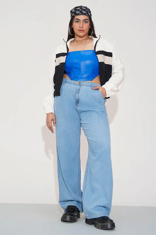 Easygoing Outfits Breeze Blue Curve Denim Korean Pants