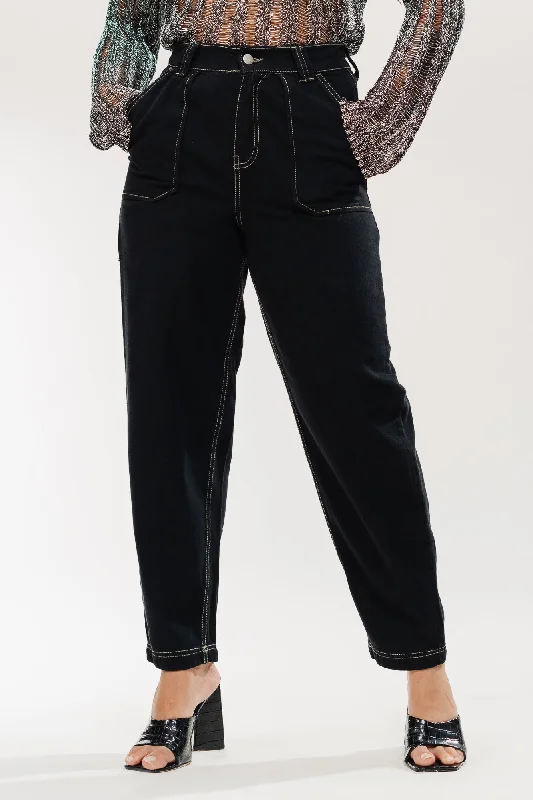 Slightly Flared Design Elongated Pocket Tinted Jeans