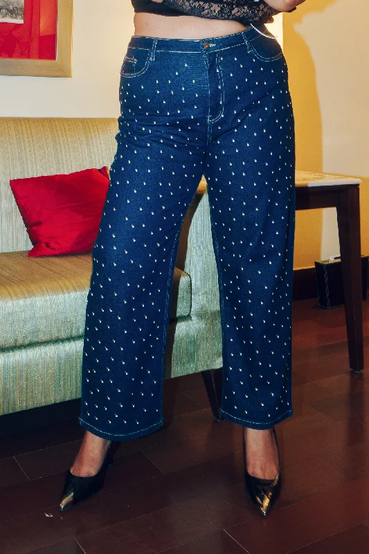 Relaxed And Casual Embellished Good Icon Straight Jeans