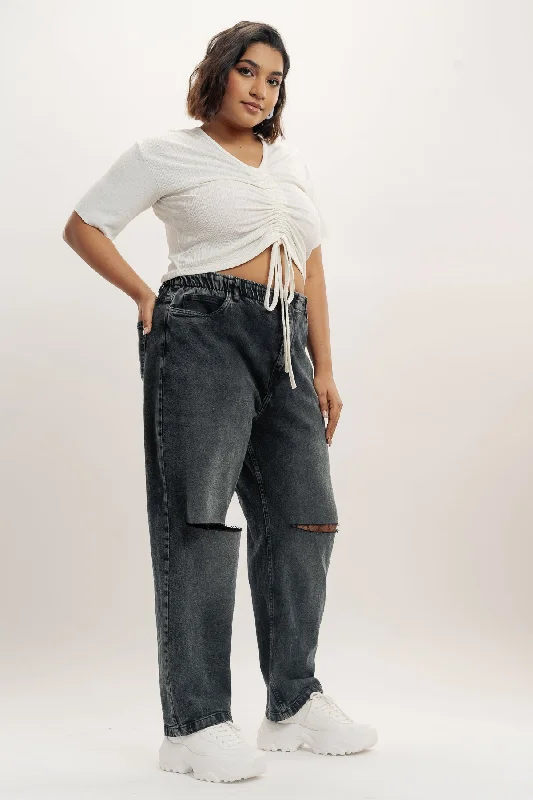 Cozy Fashion Trends Curve Falcon Distress Stretch Mom Jeans