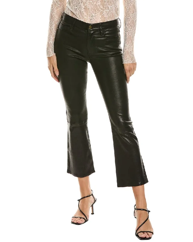 Weekend Comfort FRAME Denim Le Crop Washed Black Leather Mini Bootcut Jean