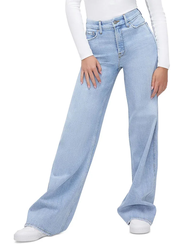 Casual Style GOOD SKATE Womens High Rise Denim Wide Leg Jeans