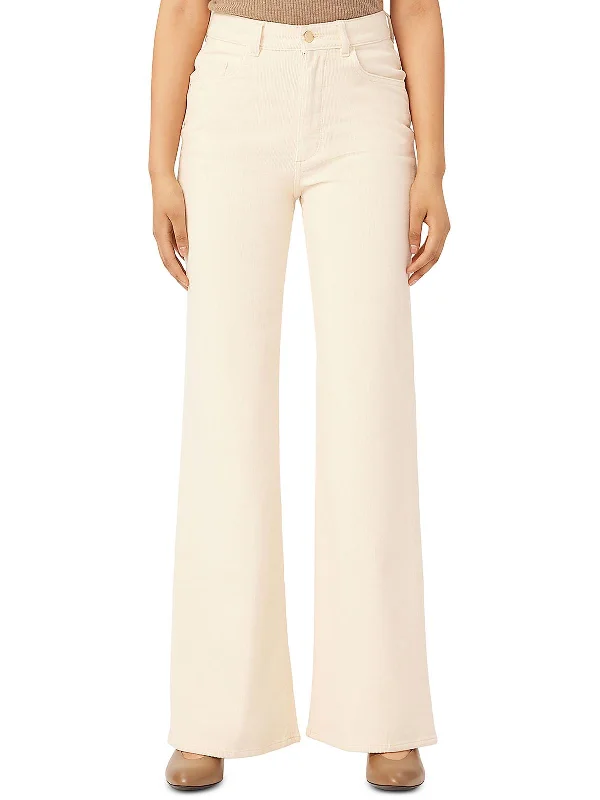 Soft Looks Hepburn Womens Textured Corduroy Wide Leg Jeans