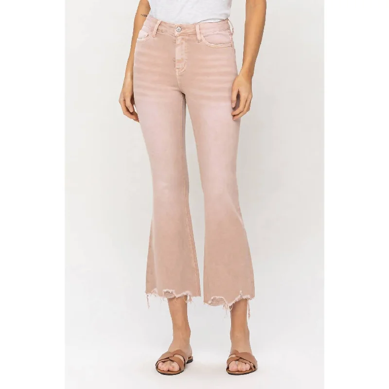 Elegant Design High Rise Crop Flare Jeans In Coral