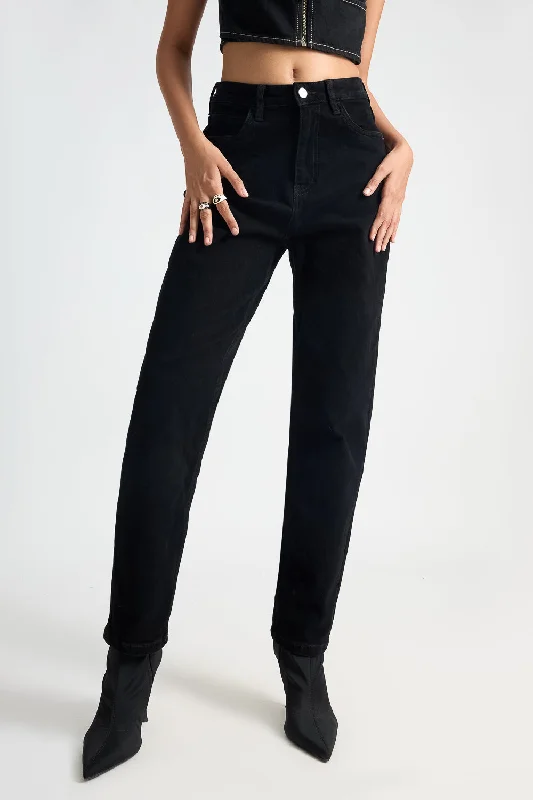 High Waisted Midnight Black Mom Jeans