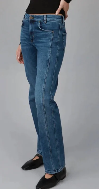 Fashionable And Versatile Jasper Mid Rise Straight Jean In Dim Sky