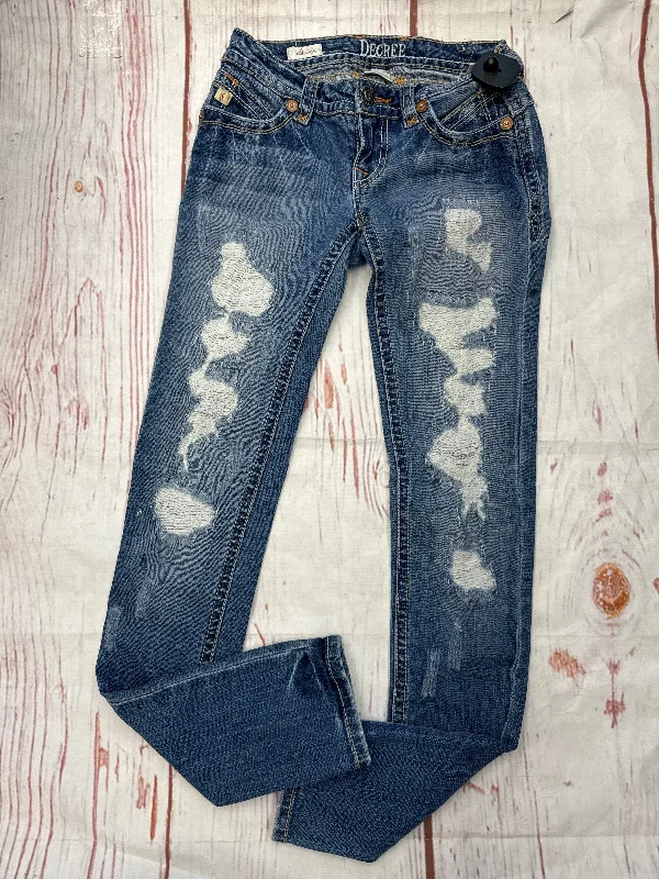 Cozy Lounge Wear Jeans Skinny By Decree In Denim Blue, Size: 0