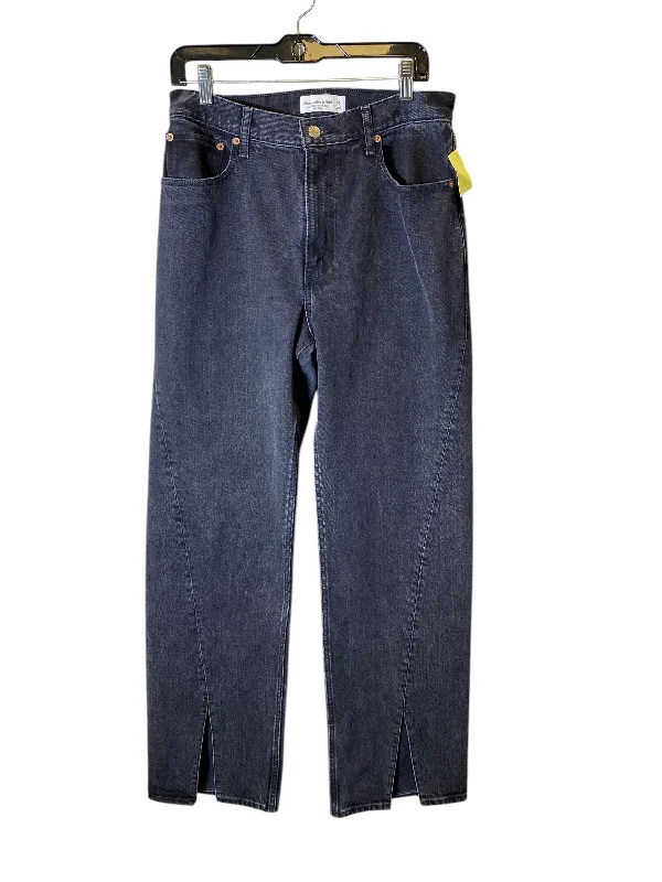 Simple Solid Color Jeans Wide Leg By Abercrombie And Fitch In Grey, Size: 10